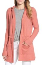 Women's Caslon Hooded Cardigan - Coral