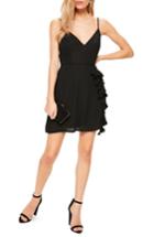 Women's Missguided Ruffle Crepe Sheath Dress Us / 8 Uk - Black