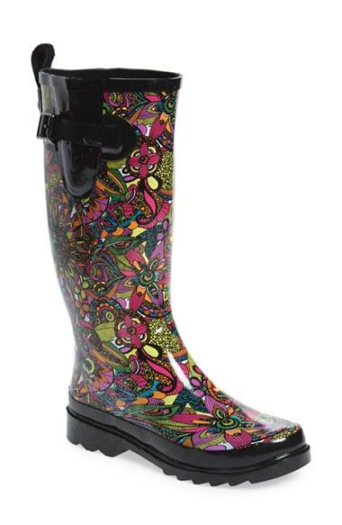 Women's Sakroots 'rhythm' Waterproof Rain Boot M - Black