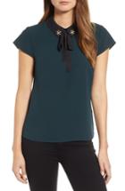 Women's Cece Embellished Bow Collar Blouse - Green