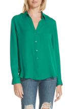 Women's L'agence Silk Shirt, Size - Green