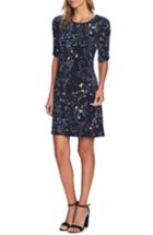 Women's Cece Ruched Sleeve Floral Vine Dress - Blue