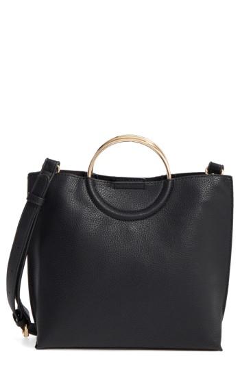 Bp. Metal Handle Faux Leather Crossbody Bag - Black