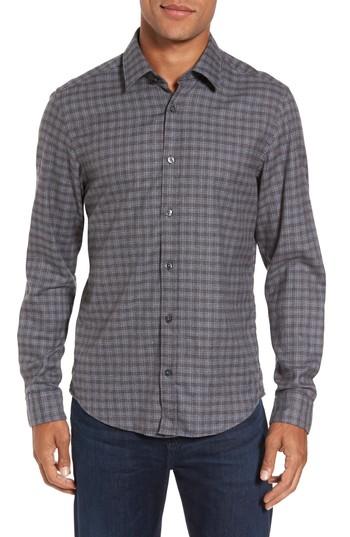 Men's Boss Lance Slim Fit Flannel Sport Shirt, Size - Grey