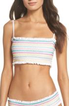 Women's Isabella Rose Crystal Cover Smocked Bandeau Bikini Top - White