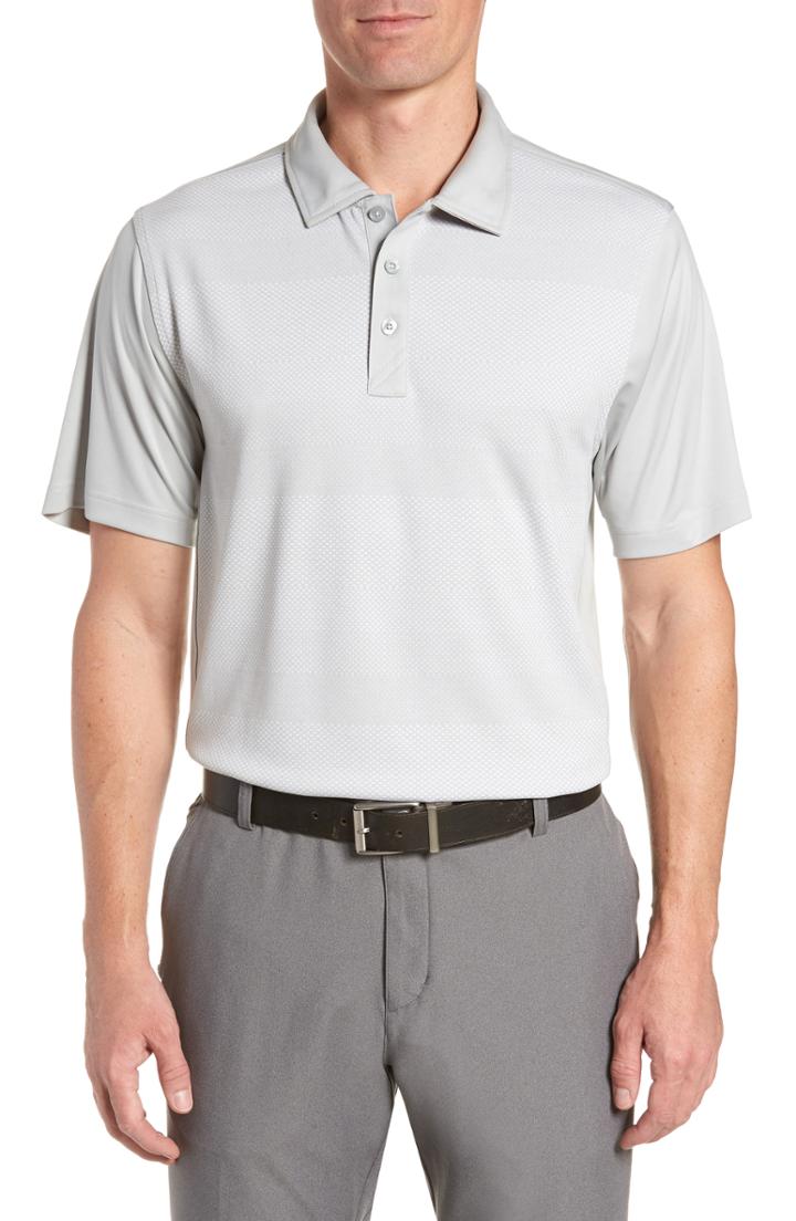Men's Cutter & Buck Crescent Striped Polo, Size - Grey