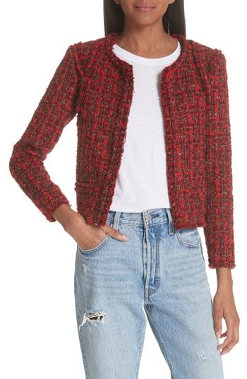 Women's Iro Metallic Tweed Jacket Us / 32 Fr - Red