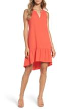 Women's Charles Henry High/low Ruffle Shift Dress - Coral