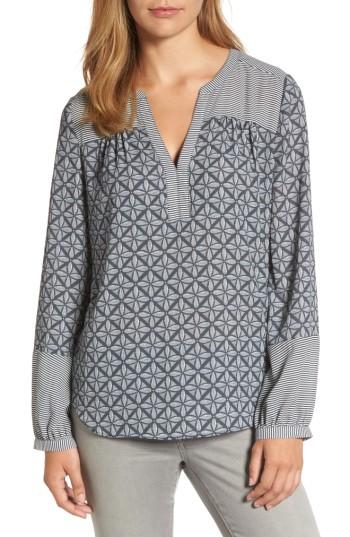 Women's Nydj Print Peasant Top - Grey