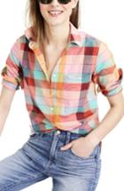 Women's J.crew Rainbow Vintage Plaid Lightweight Popover Shirt - Red