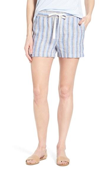 Women's Caslon Drawstring Linen Shorts, Size - Blue