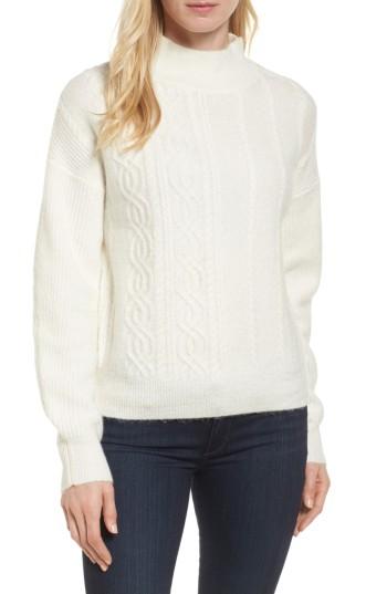 Women's Halogen Mock Neck Cable Knit Sweater - Ivory