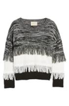 Women's Moon River Frayed Mix Knit Sweater - Black