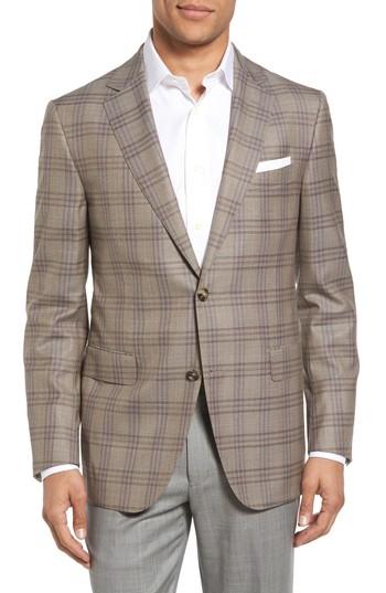 Men's Pal Zileri Classic Fit Plaid Wool Sport Coat S Eu - Brown