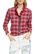 Women's Isabel Marant Etoile Dawendy Ruffle Plaid Top Us / 34 Fr - Red