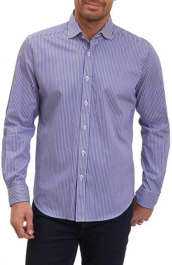 Men's Robert Graham Luther Classic Fit Stripe Sport Shirt - Blue