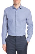 Men's Nordstrom Men's Shop Tech-smart Trim Fit Stretch Texture Dress Shirt 34/35 - Blue