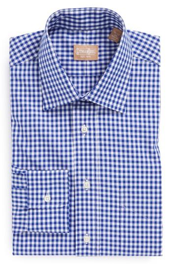Men's Gitman Regular Fit Cotton Gingham English Spread Collar Dress Shirt .5 - 32 - Blue