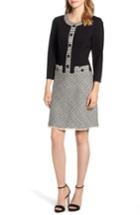 Women's Anne Klein A-line Knit & Tweed Dress - Black