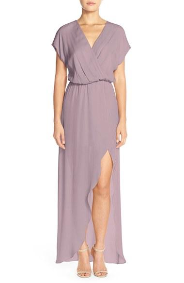 Women's Maids Rory Beca 'plaza' Faux Wrap Silk Georgette Cutaway Gown - Purple