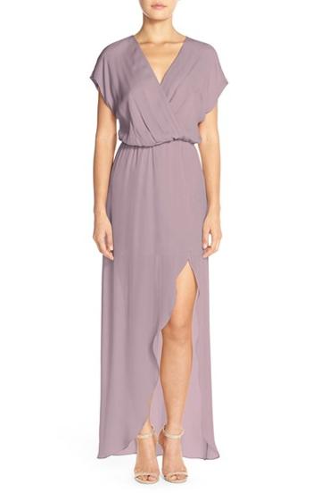 Women's Maids Rory Beca 'plaza' Faux Wrap Silk Georgette Cutaway Gown - Purple