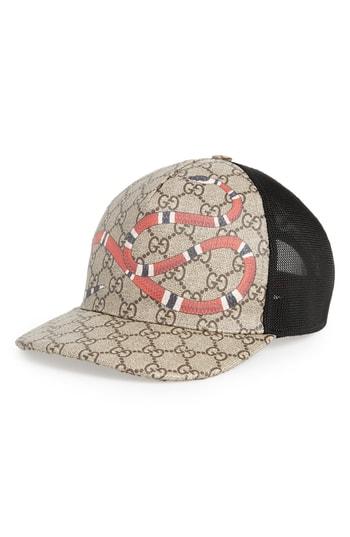 Men's Gucci Kingsnake Canvas Baseball Cap - Black