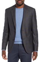 Men's Nordstrom Men's Shop Trim Fit Plaid Wool Sport Coat R - Black