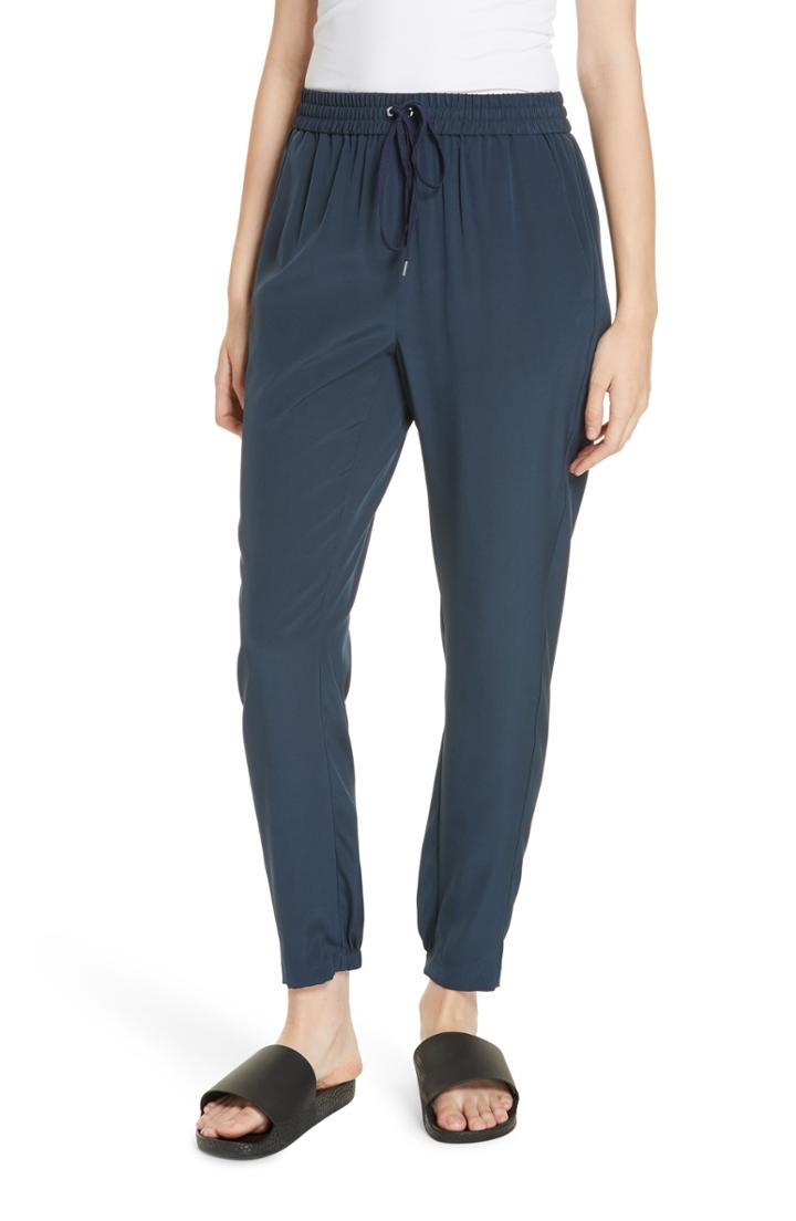 Women's Tibi Pull-on Silk Crepe De Chine Pants - Blue