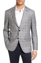 Men's Ted Baker London Trim Fit Windowpane Wool & Linen Sport Coat