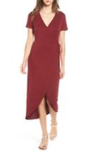 Women's One Clothing Knit Wrap Midi Dress - Burgundy