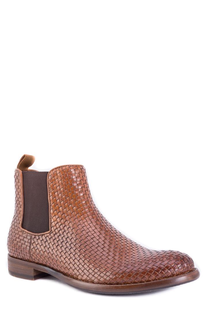 Men's Robert Graham Woodward Woven Chelsea Boot .5 M - Brown