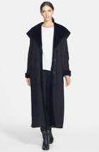 Women's Blue Duck Genuine Shearling Long Hooded Coat