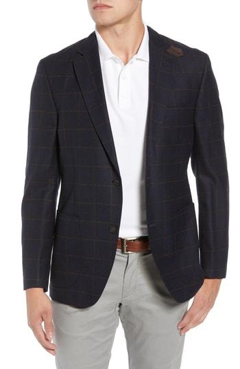 Men's Kroon Edge 2 Classic Fit Windowpane Wool Sport Coat L - Blue