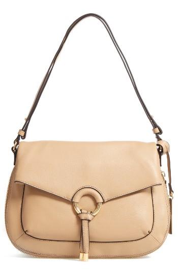 Vince Camuto Adina Leather Shoulder/crossbody Bag - Beige