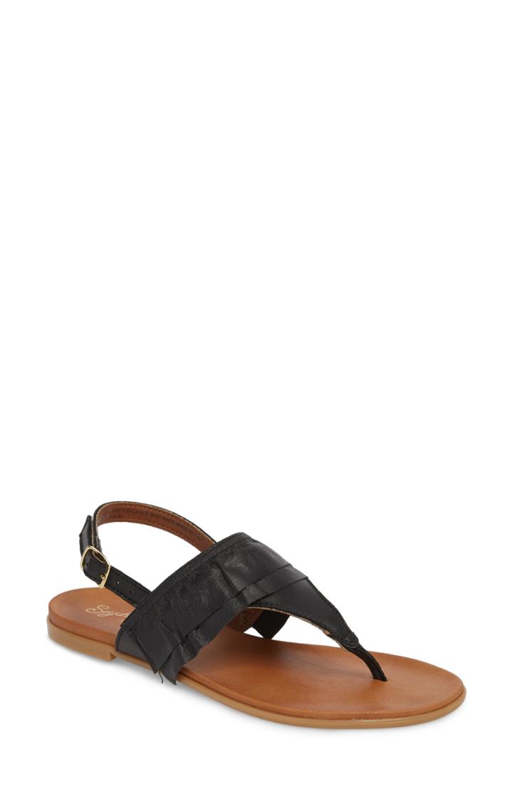 Women's Seychelles Seclusion Ruffle Sandal .5 M - Black