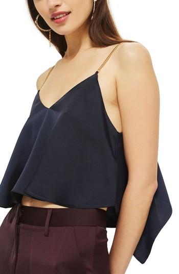 Women's Topshop Chain Strap Camisole Top Us (fits Like 0) - Blue