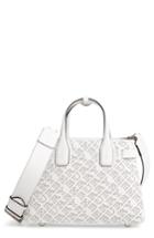 Burberry Small Banner Perforated Leather Tote - White