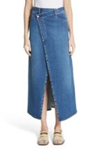 Women's Stella Mccartney Foldover Denim Skirt Us / 34 It - Blue