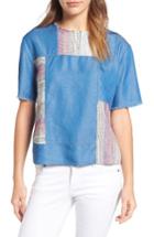 Women's Caslon Chambray Patchwork Top