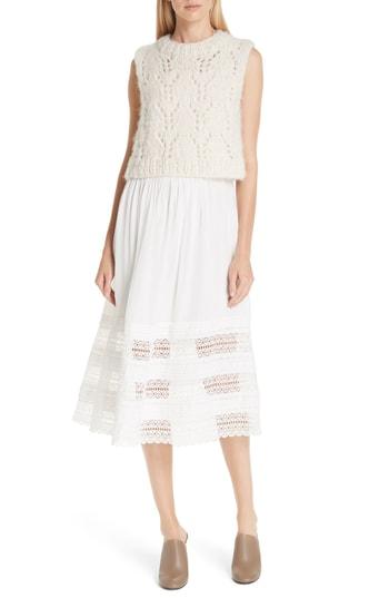 Women's Sea Sweater Vest Popover Midi Dress - Beige