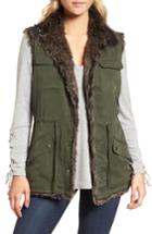 Women's Cupcakes And Cashmere Ashling Faux Fur Lined Utility Vest - Green