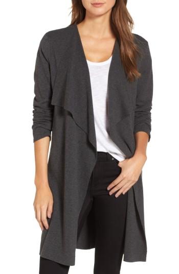 Women's Vince Camuto Drape Front Long Cardigan - Grey