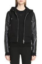 Women's Givenchy Neoprene & Leather Hooded Moto Jacket Us / 44 Fr - Black