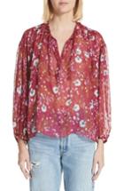 Women's Isabel Marant Metallic Floral Print Silk Blend Blouse Us / 34 Fr - Pink