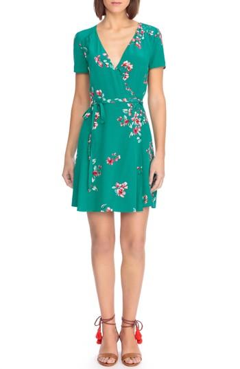 Women's Sezane Anastasia Silk Wrap Dress Us / 34 Fr - Blue/green