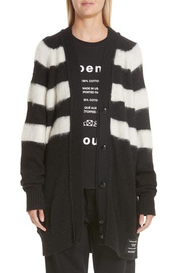 Women's Proenza Schouler Pswl Brushed Stripe Cardigan - Black