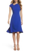 Women's Maggy London Asymmetrical Neck Fit & Flare Dress - Blue