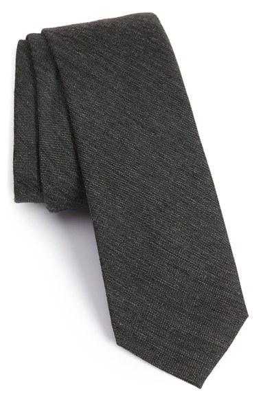Men's Calibrate Melange Woven Skinny Tie, Size - Black