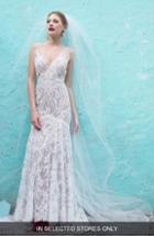 Women's Watters Gaia Silk Lace Mermaid Gown, Size - Ivory