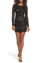 Women's Lulus Cor-set To Go Burnout Velvet Minidress - Black